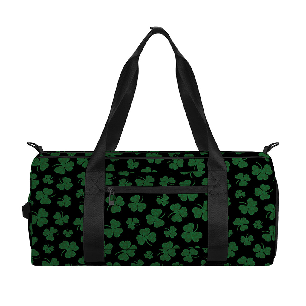 Black And Green Shamrock Pattern Print Gym Bag
