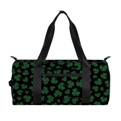 Black And Green Shamrock Pattern Print Gym Bag