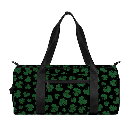 Black And Green Shamrock Pattern Print Gym Bag