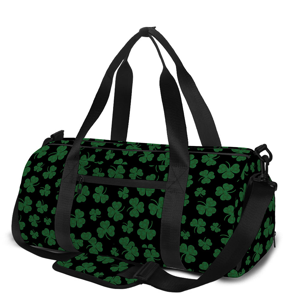 Black And Green Shamrock Pattern Print Gym Bag