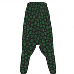 Black And Green Shamrock Pattern Print Hammer Pants