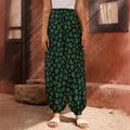Black And Green Shamrock Pattern Print Harem Pants