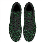 Black And Green Shamrock Pattern Print High Top Leather Sneakers