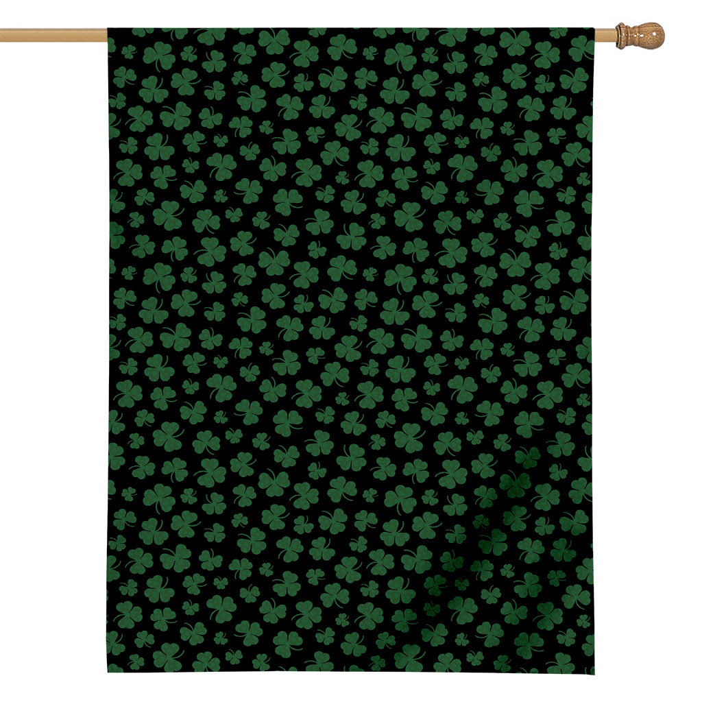 Black And Green Shamrock Pattern Print House Flag
