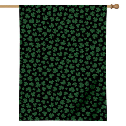 Black And Green Shamrock Pattern Print House Flag