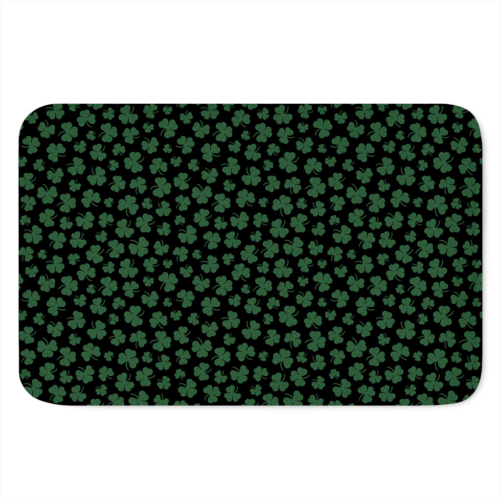 Black And Green Shamrock Pattern Print Indoor Door Mat