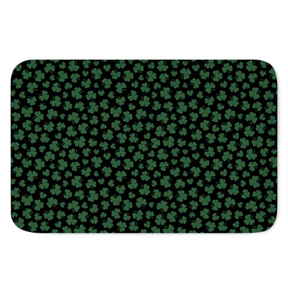 Black And Green Shamrock Pattern Print Indoor Door Mat