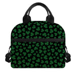Black And Green Shamrock Pattern Print Insulated Lunch Bag