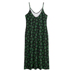 Black And Green Shamrock Pattern Print Jersey Midi Cami Dress