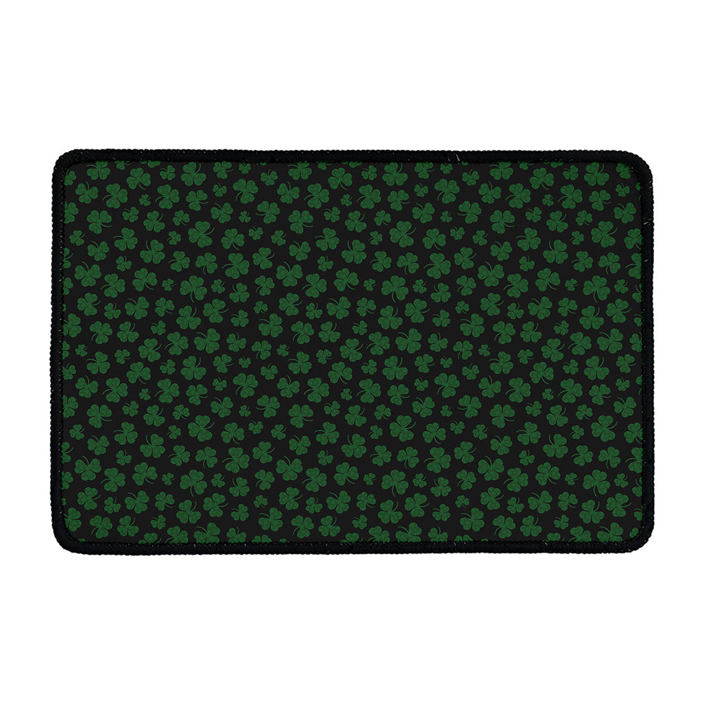 Black And Green Shamrock Pattern Print Kitchen Mat