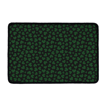 Black And Green Shamrock Pattern Print Kitchen Mat