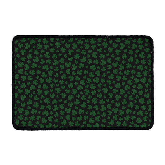 Black And Green Shamrock Pattern Print Kitchen Mat