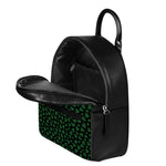 Black And Green Shamrock Pattern Print Leather Backpack