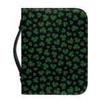 Black And Green Shamrock Pattern Print Leather Bible Cover
