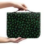 Black And Green Shamrock Pattern Print Leather Bible Cover