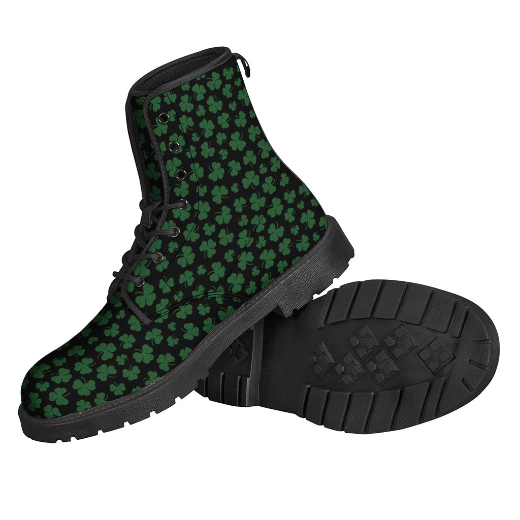 Black And Green Shamrock Pattern Print Backpack