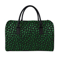 Black And Green Shamrock Pattern Print Leather Duffel Bag