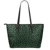 Black And Green Shamrock Pattern Print Leather Tote Bag