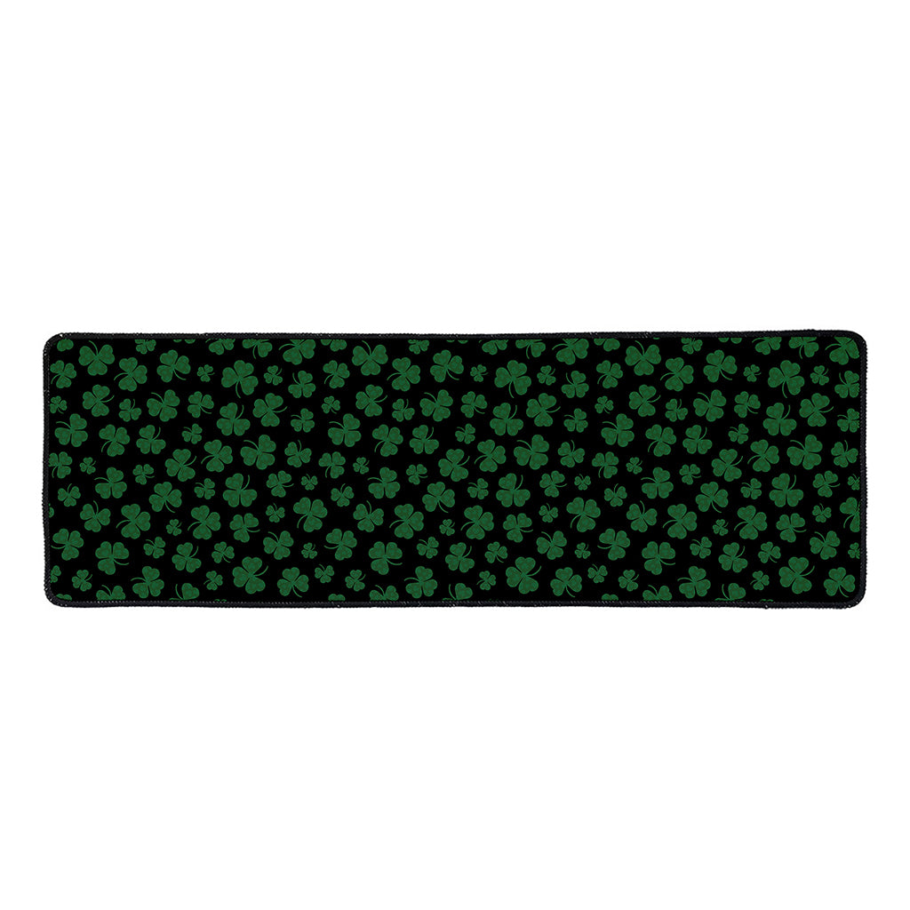 Black And Green Shamrock Pattern Print Long Kitchen Mat