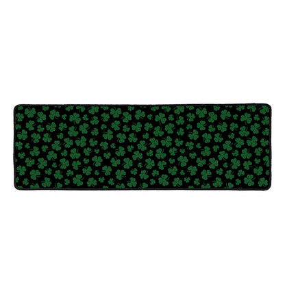 Black And Green Shamrock Pattern Print Long Kitchen Mat
