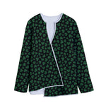 Black And Green Shamrock Pattern Print Long Sleeve Short Coat