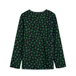 Black And Green Shamrock Pattern Print Long Sleeve Short Coat