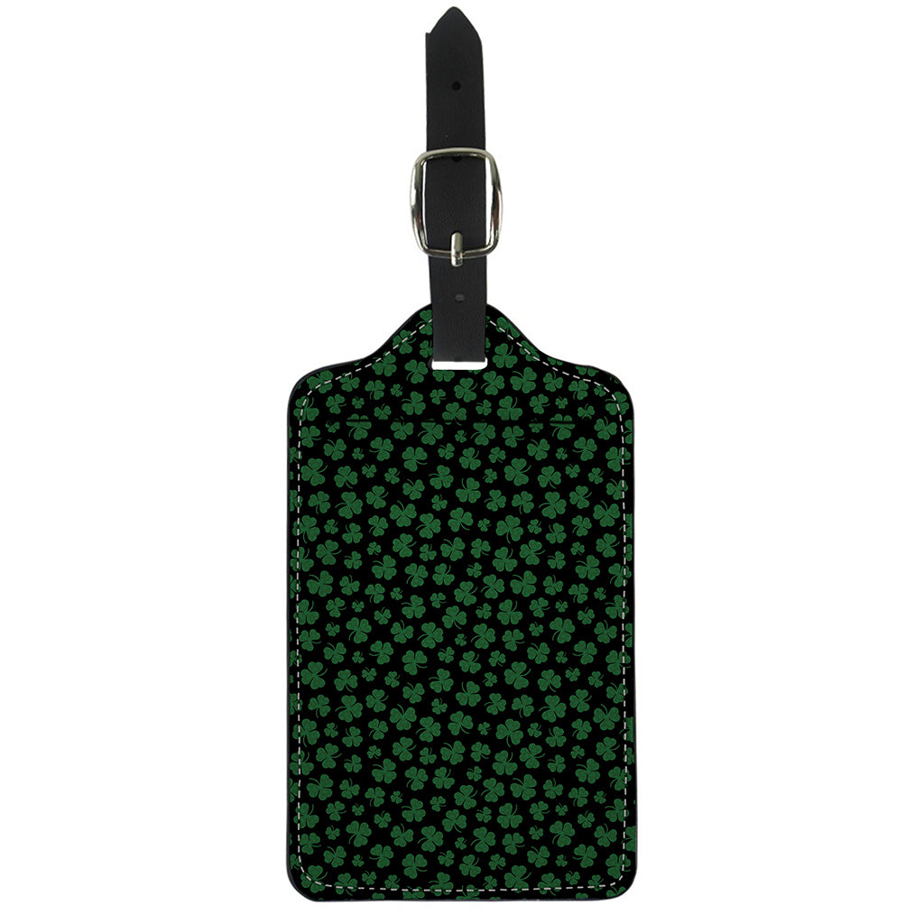 Black And Green Shamrock Pattern Print Luggage Tag