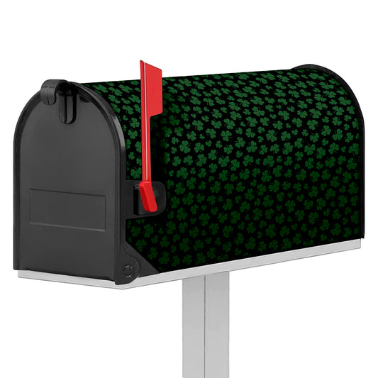 Black And Green Shamrock Pattern Print Mailbox Cover