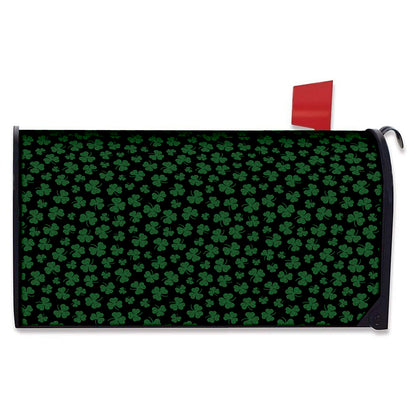 Black And Green Shamrock Pattern Print Mailbox Cover