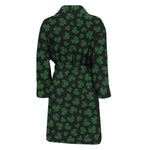 Black And Green Shamrock Pattern Print Men's Bathrobe
