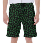 Black And Green Shamrock Pattern Print Men's Beach Shorts