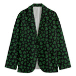 Black And Green Shamrock Pattern Print Men's Blazer