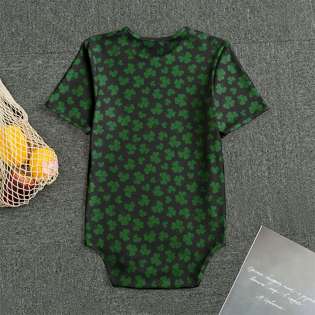 Black And Green Shamrock Pattern Print Men's Bodysuit