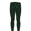 Black And Green Shamrock Pattern Print Men's Leggings