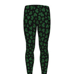 Black And Green Shamrock Pattern Print Men's leggings