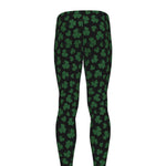 Black And Green Shamrock Pattern Print Men's leggings
