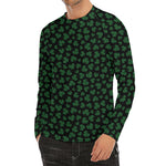 Black And Green Shamrock Pattern Print Men's Long Sleeve Rash Guard