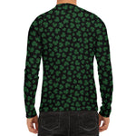 Black And Green Shamrock Pattern Print Men's Long Sleeve Rash Guard