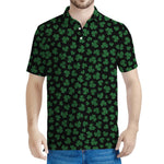 Black And Green Shamrock Pattern Print Men's Polo Shirt