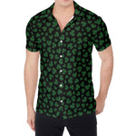 Black And Green Shamrock Pattern Print Men's Shirt