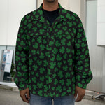 Black And Green Shamrock Pattern Print Men's Shirt Jacket