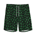 Black And Green Shamrock Pattern Print Men's Athletic Shorts