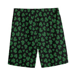 Black And Green Shamrock Pattern Print Men's Sports Shorts
