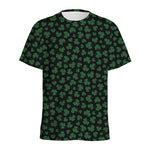 Black And Green Shamrock Pattern Print Men's Sports T-Shirt
