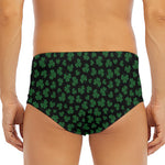 Black And Green Shamrock Pattern Print Men's Triangle Swim Briefs