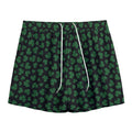 Black And Green Shamrock Pattern Print Mesh Shorts