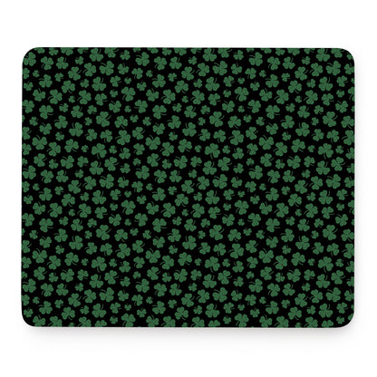 Black And Green Shamrock Pattern Print Mouse Pad