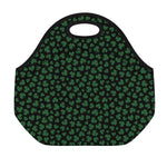 Black And Green Shamrock Pattern Print Neoprene Lunch Bag