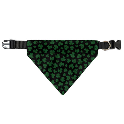 Black And Green Shamrock Pattern Print Over The Collar Dog Bandana