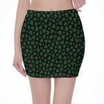 Black And Green Shamrock Pattern Print Pencil Mini Skirt